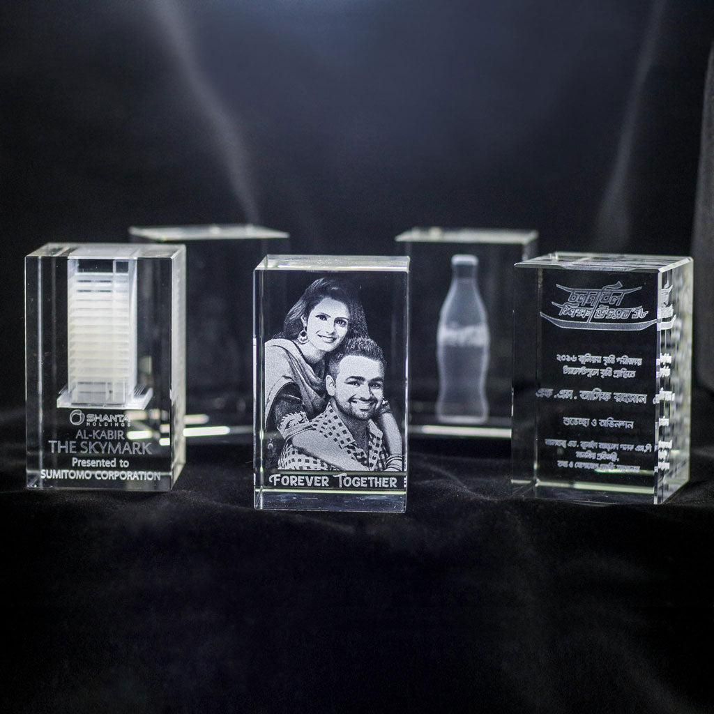 3d Rectable crystal glass block photo crystal