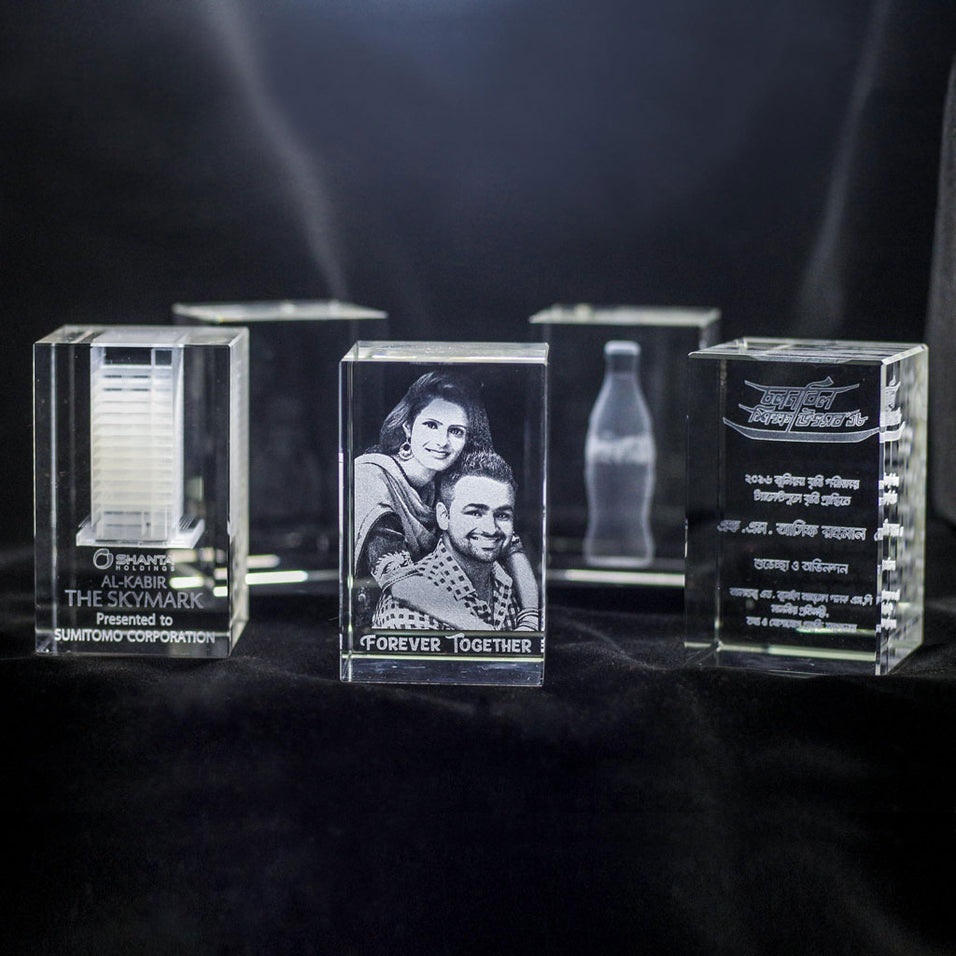 3d Rectable crystal glass block photo crystal