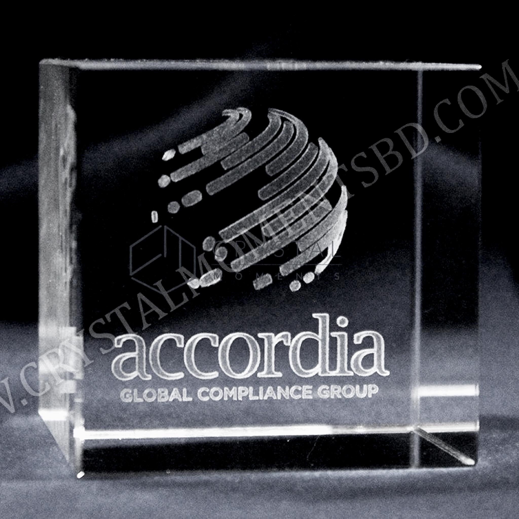 3d laser engraved crystal cube paperweight | Crystal Moments