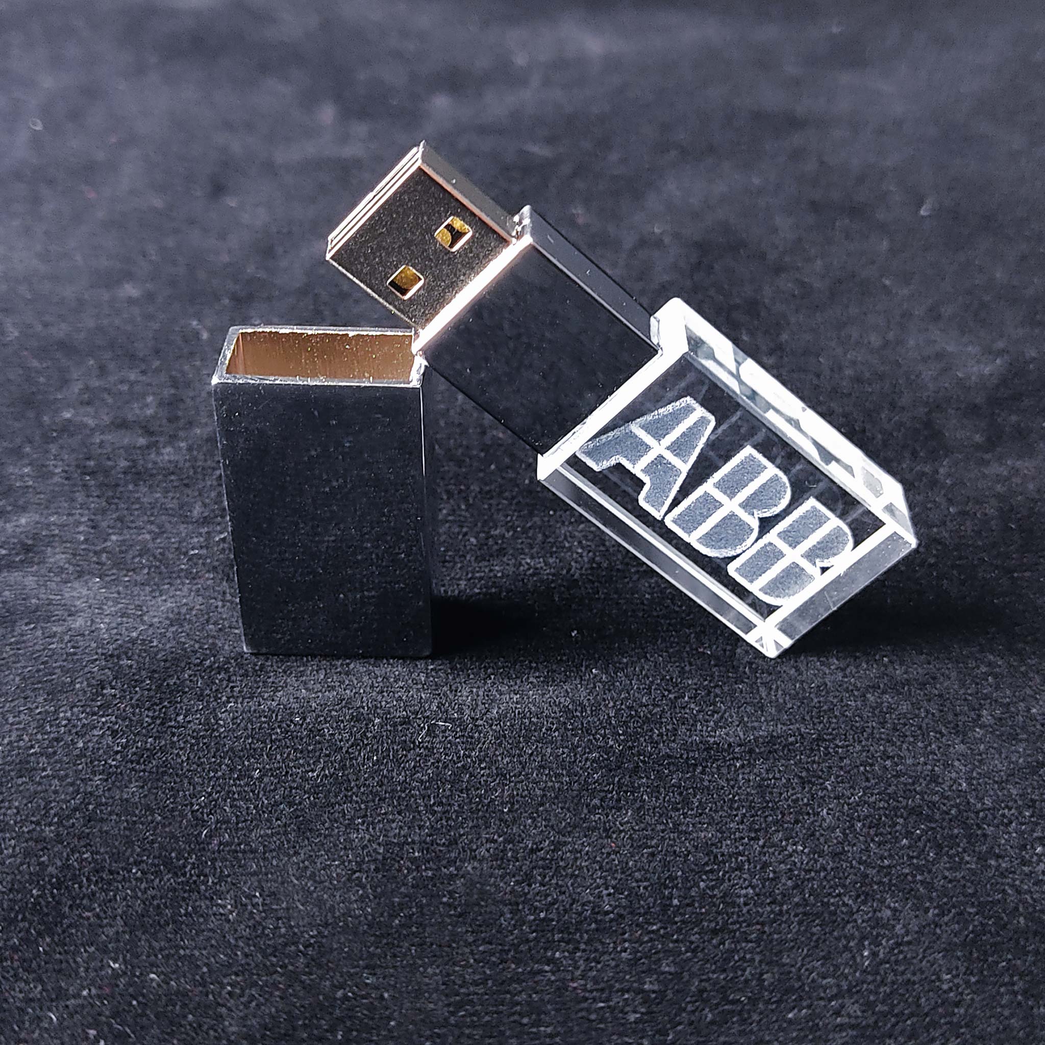 logo branded 3d laser engraved customized crystal pen drive