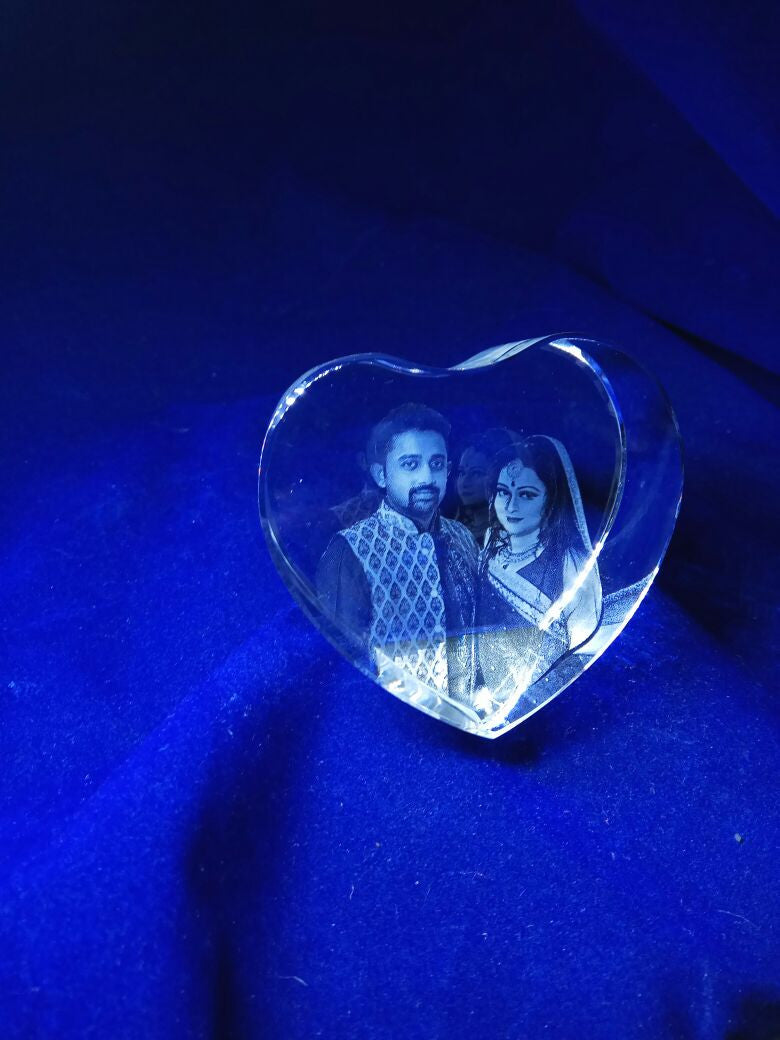 Personalized Heart Shape 3d Photo Crystal - Crystal Moments