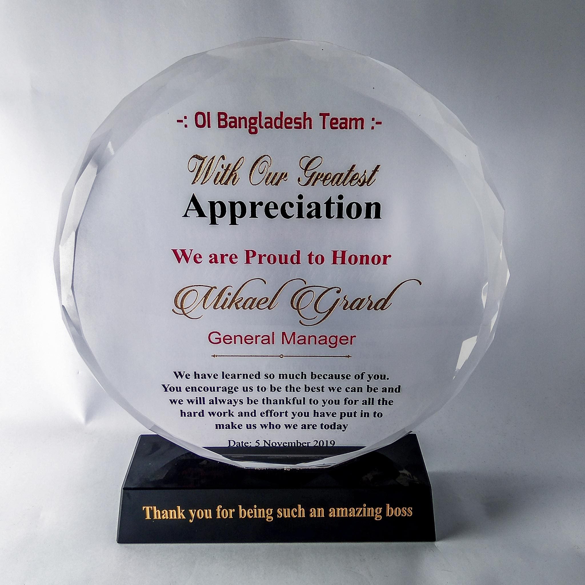 Round Crystal Crest with Faceted Edge - Crystal Moments