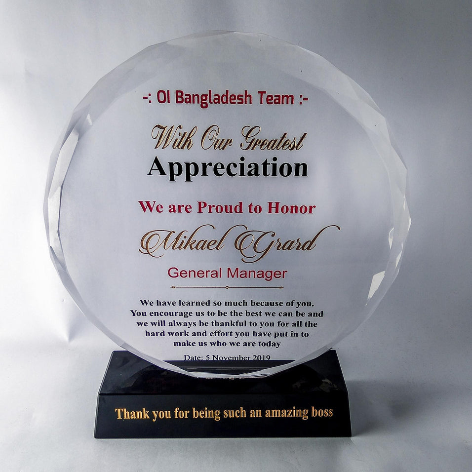 Round Crystal Crest with Faceted Edge - Crystal Moments