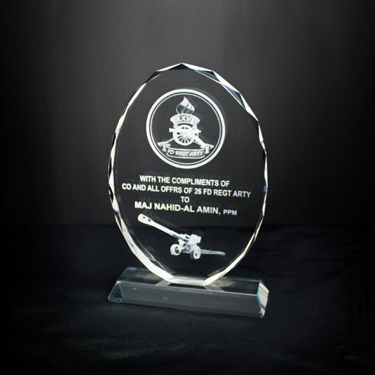 customized crystal glass plaques oval shape 