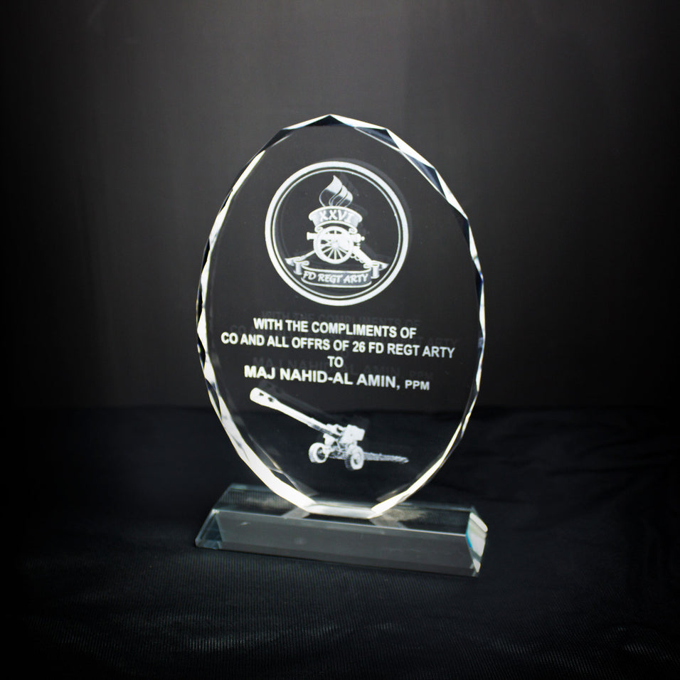 customized crystal glass plaques oval shape 