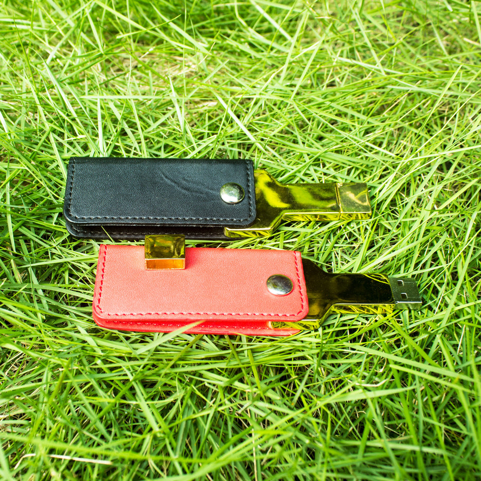 customized logo branded engraved leather pen drive