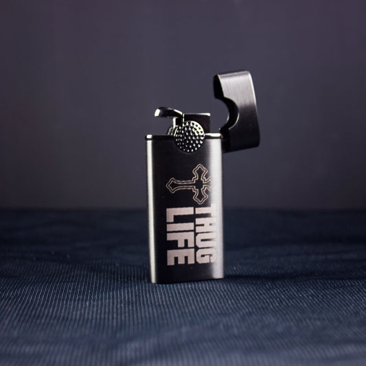 laser engraved personalized black metal lighter
