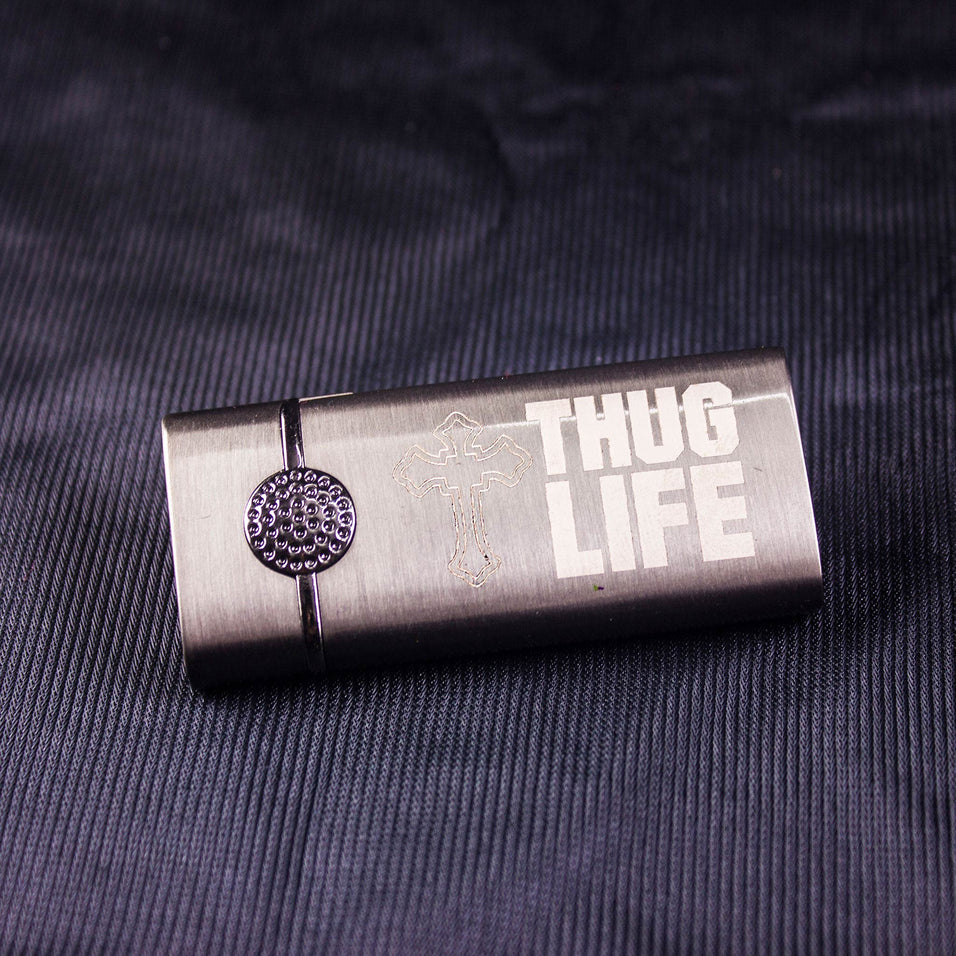 laser engraved personalized black metal lighter