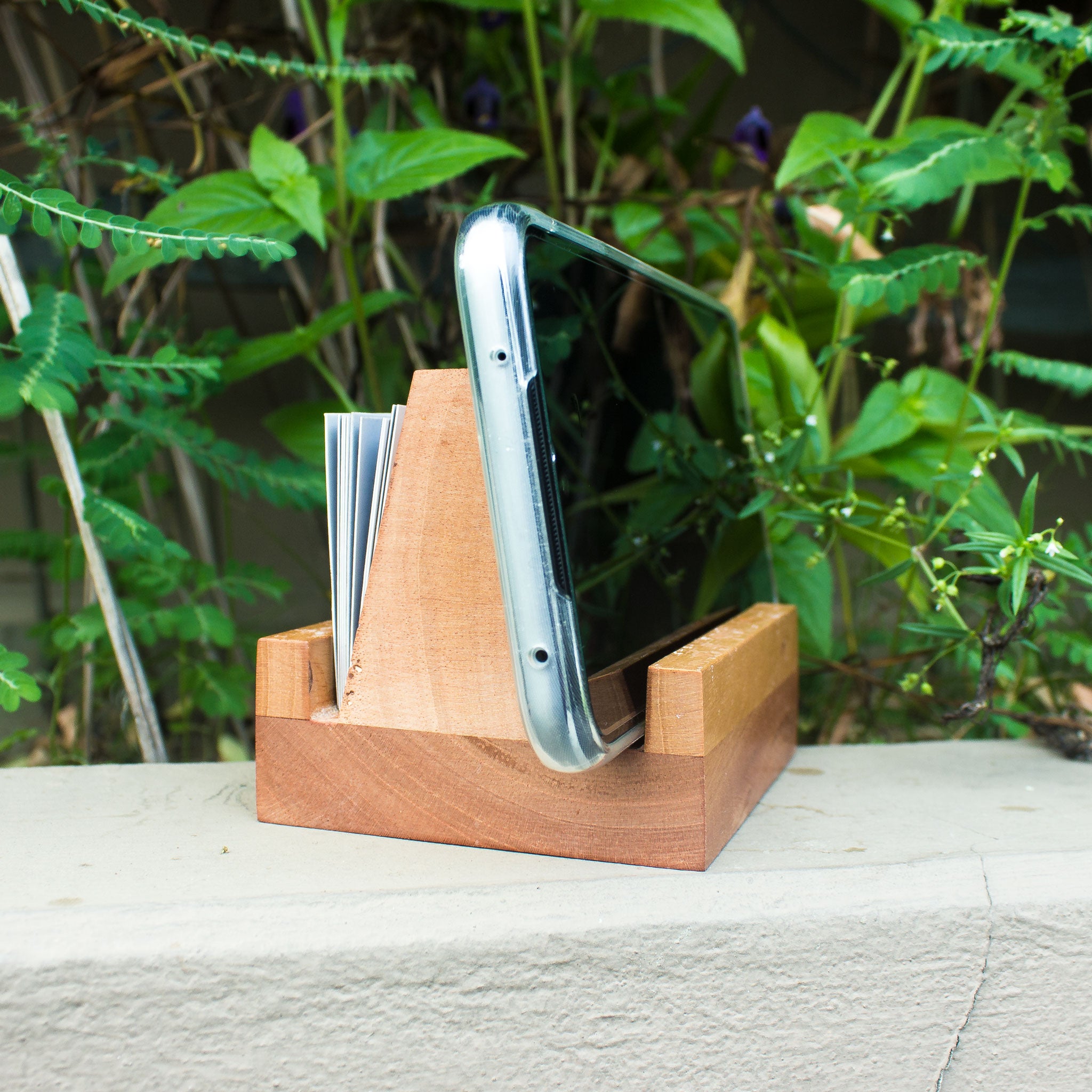 customized wooden card & mobile holder