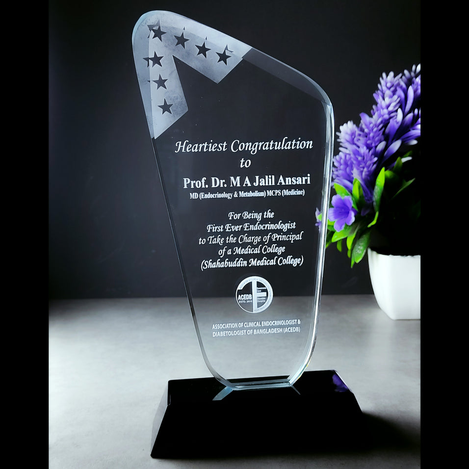 Top Stars Engraved Crystal Plaque